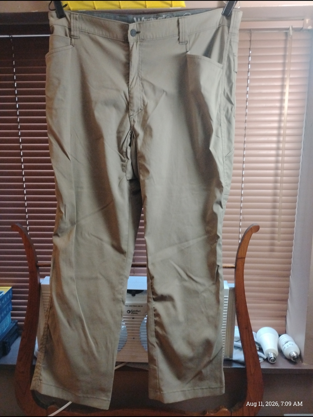 Wrangler Outdoor Mens Khaki Straight Leg Elastic Casual Pants Size: 40Wx30L